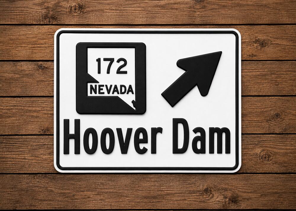 Hoover Dam Nevada Route 172 Road Sign Highway Freeway Interstate Travel SR 172